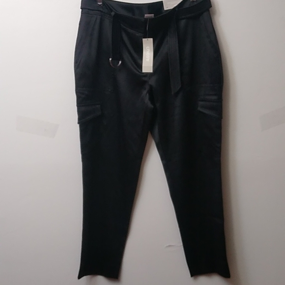 Chico's Pants - Chico's Satin Cargo Ankle Pants, Black, Size 0P, NWT